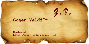 Goger Valér névjegykártya